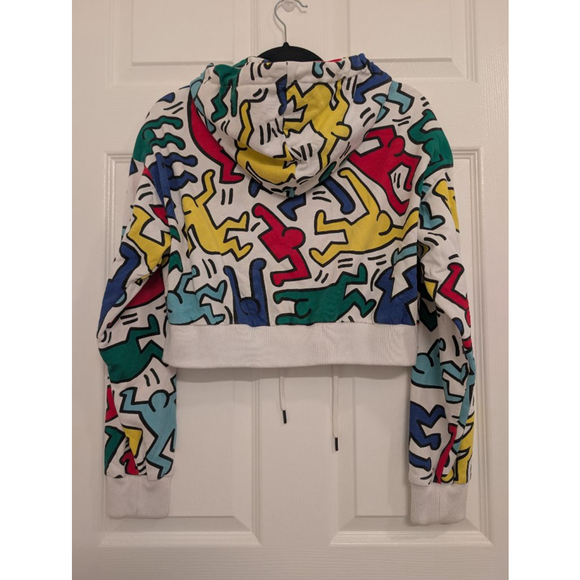 Alice + Olivia x Keith Haring Cropped Wide Sleeve Hoodie M Artsy Wearable Art - Picture 8 of 9